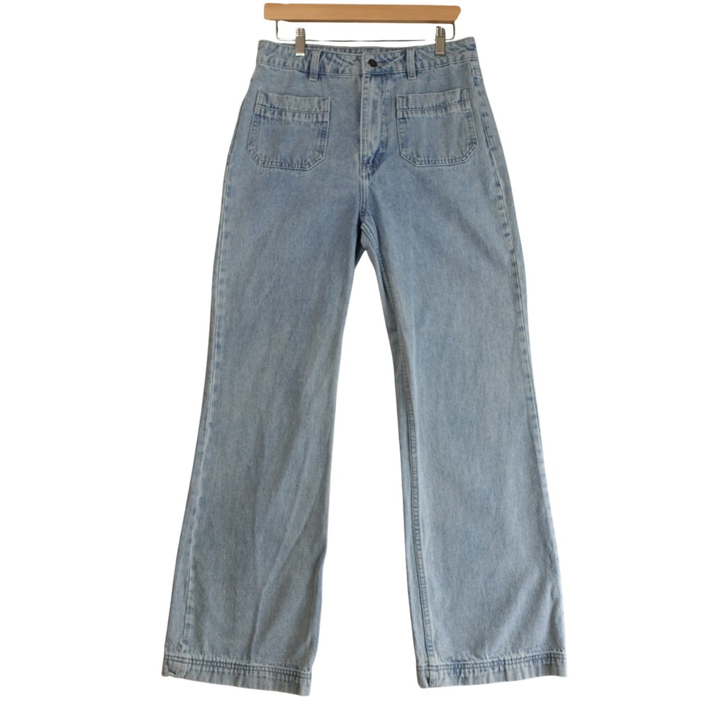 Motel Denim Jeans Womens M Blue Wide Leg Carpenter High Rise Utility Baggy Light